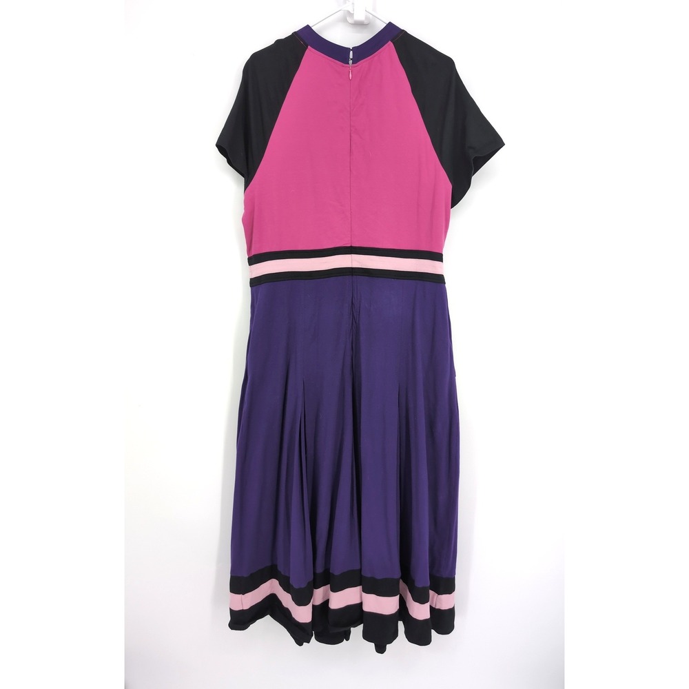 eShakti Dress Multicolor Colorblock Pleated Midi Womens Size Custom - Picture 4 of 5
